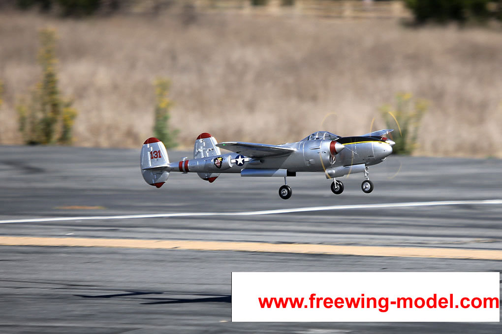 FlightLine RC P-38L Lightning Pacific Silver 1600mm (63  inch) Wingspan - PNP RC Airplane